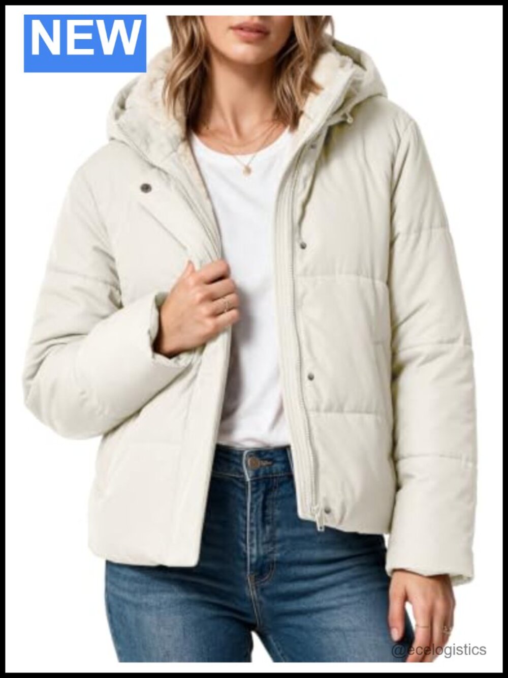 Cropped Quilted Puffer Jacket Fleece Lined Hooded Winter Coat